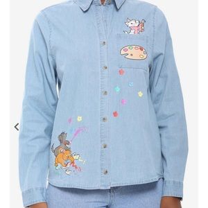 Disney Aristocats chambray button up sz XS
